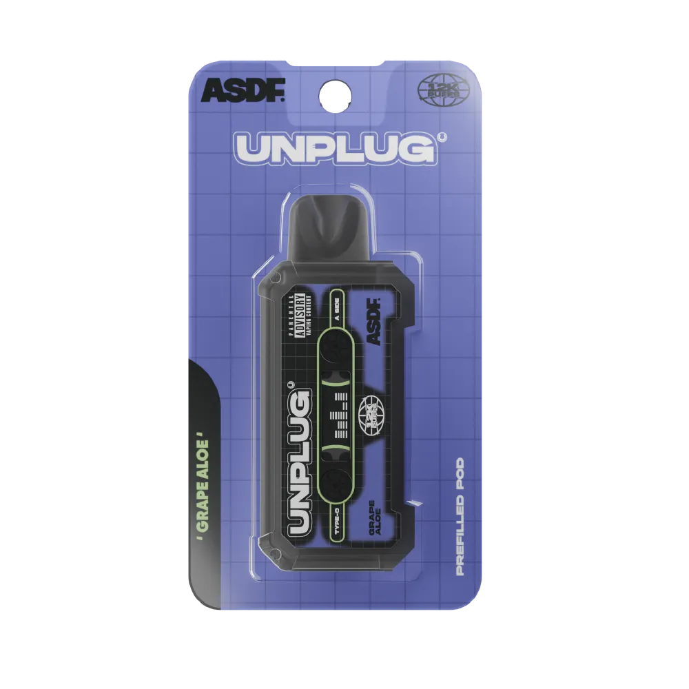Shop Prime Vape Malaysia ASDF UNPLUG Vapetape Vape Pod Grape Aloe Flavor Flavour 购买马来西亚ASDF 电子烟弹葡萄芦荟口味超低优惠价🍇