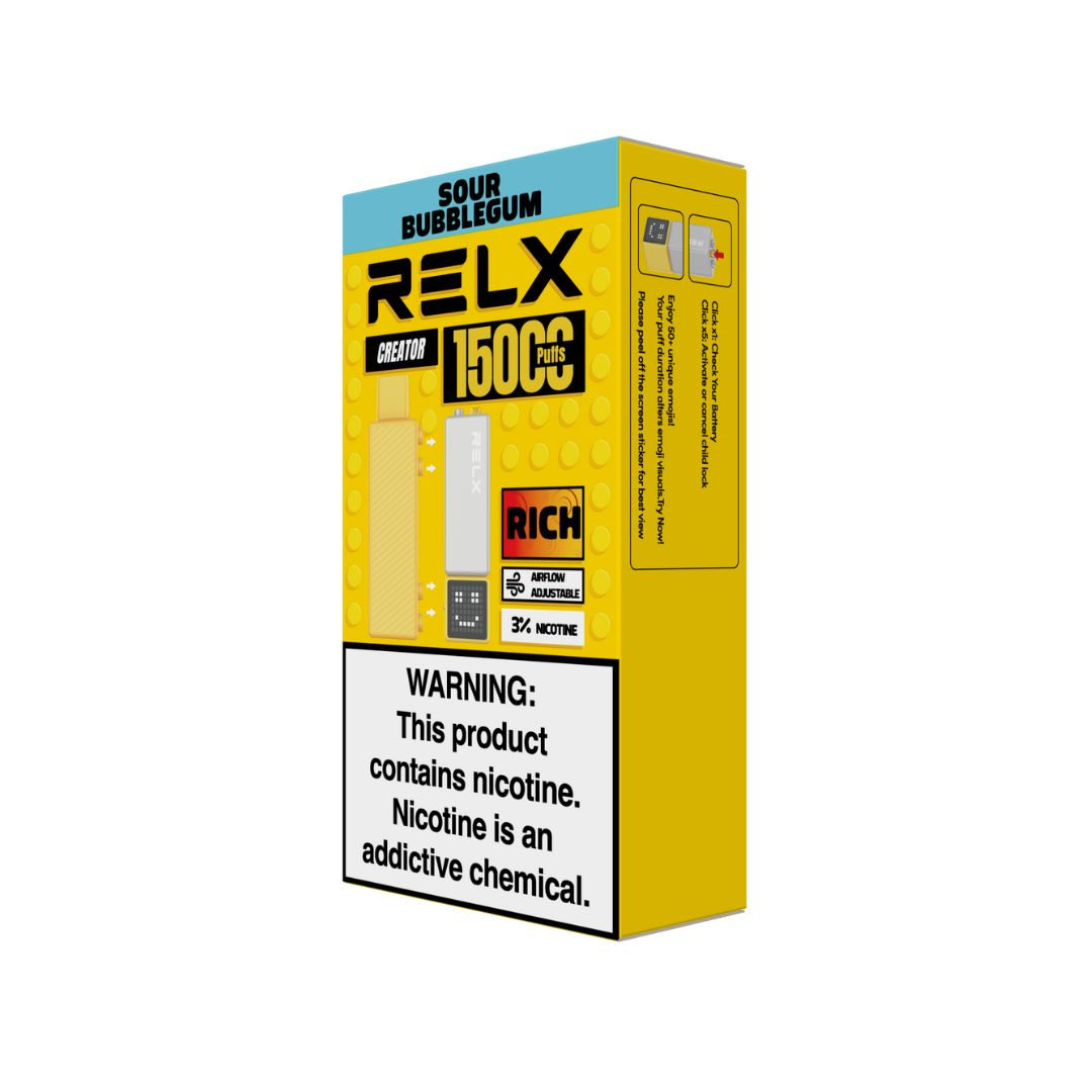 RELX Malaysia MY Creator Kit 15000 Puffs Sour Bubblegum Package 3% Nicotine 悦刻马来西亚Creator Kit1杆1弹套装灰黄杆酸泡泡糖3%尼古丁